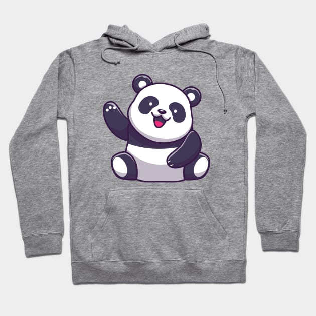 Cute Panda Waving Hand Cartoon Hoodie by Catalyst Labs